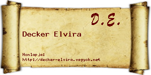 Decker Elvira névjegykártya